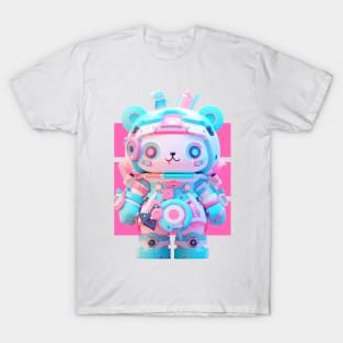 AKBLM - PASTEL STEAMPUNK MECHA KUMA | HYPER POP 3D ANIME MASCOT T-Shirt